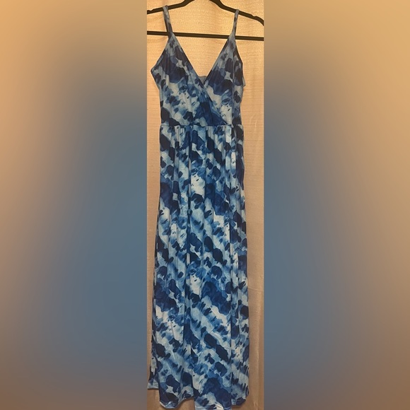 New V Neck Split Spaghetti Strap Maxi Dress, - Picture 2 of 8